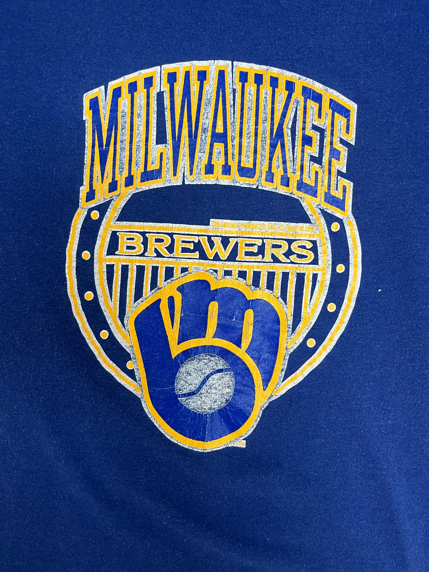 Milwaukee Brewers Graphic Tee | Size Large | Vintage 1980s MLB Baseball Blue T-Shirt |