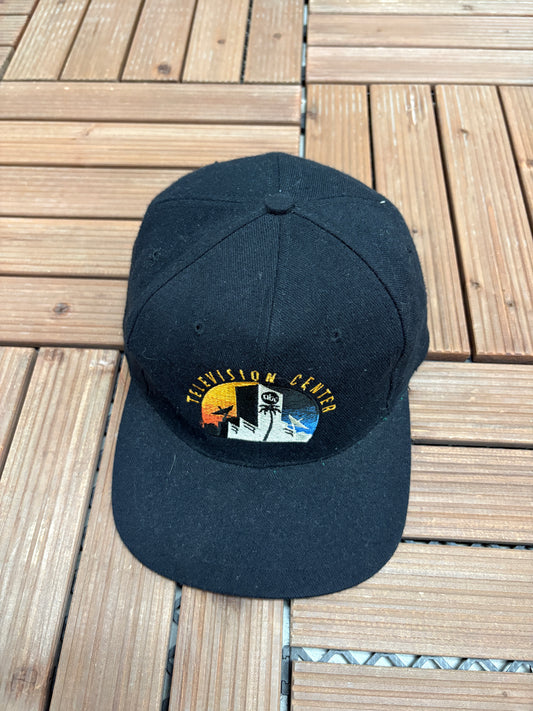 ABC Television Center Embroidered Graphic Hat | Snap Back | Vintage 1990s Promotional Black Cap |