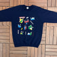 London Tourist Attractions Graphic Crewneck | Size Large | Vintage 1990s Tourist Blue Sweater |