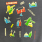 London Tourist Attractions Graphic Crewneck | Size Large | Vintage 1990s Tourist Blue Sweater |