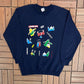 London Tourist Attractions Graphic Crewneck | Size Large | Vintage 1990s Tourist Blue Sweater |