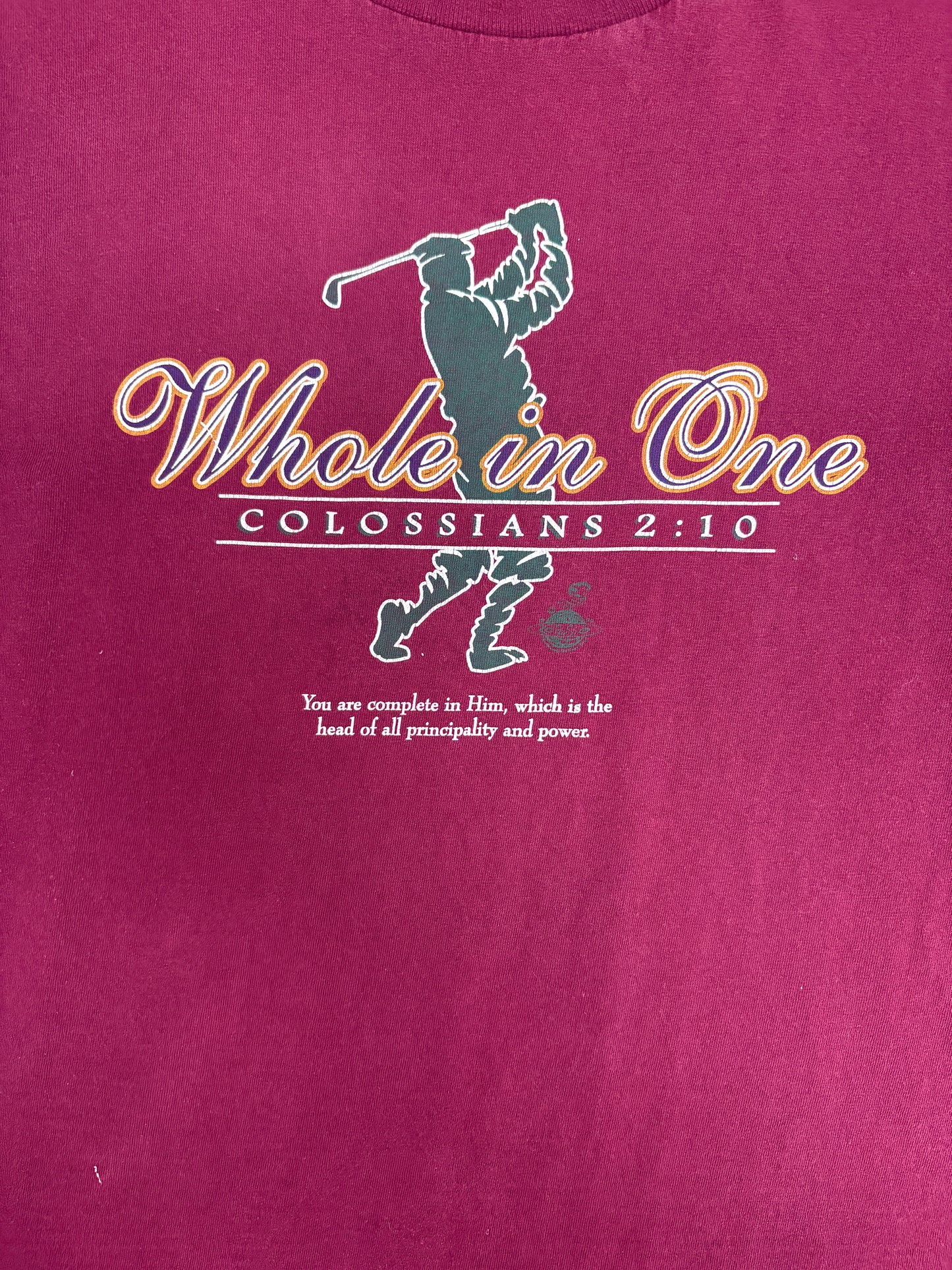 Whole In One Colossians 2:10 Graphic Tee | Size Large | Vintage 2000s Religion Red T-Shirt |
