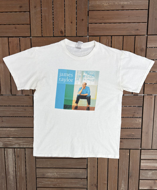 James Taylor Summer Tour 2005 Graphic Tee | Size Medium | Vintage 2000s Rock White T-Shirt |