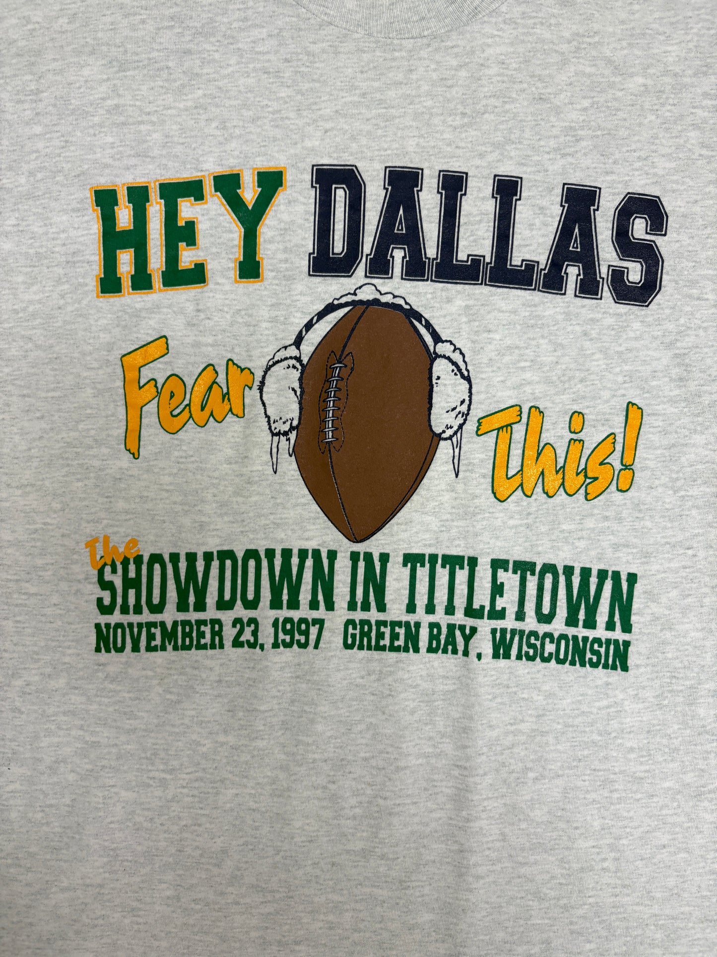 Green Bay Packers Showdown In Titletown Graphic Tee | Size X-Large | Vintage 1990s NFL Football Grey T-Shirt |