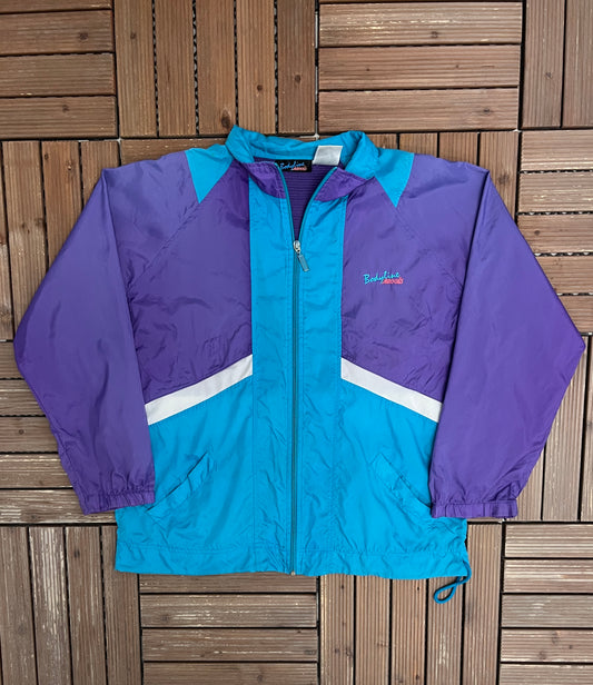 Bodyline Brooks Embroidered Windbreaker | Size Large | Vintage 1990s Branded Zip Up Windbreaker |