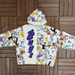 Bugs Bunny Looney Tunes Graphic Hoodie | Size Large | Vintage 1990s Cartoon AOP White Sweater |