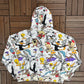 Bugs Bunny Looney Tunes Graphic Hoodie | Size Large | Vintage 1990s Cartoon AOP White Sweater |