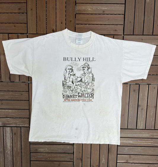 Bully Hill Vineyards Graphic Tee | Size X-Large | Vintage 2000s Promotional White T-Shirt |