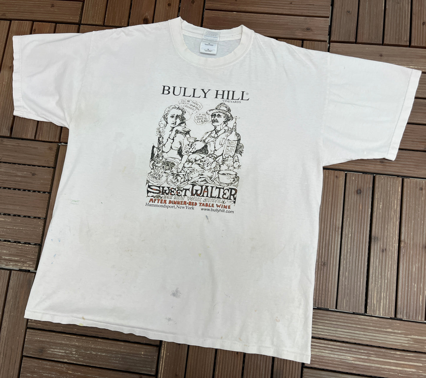 Bully Hill Vineyards Graphic Tee | Size X-Large | Vintage 2000s Promotional White T-Shirt |