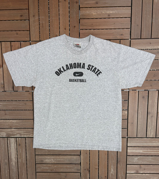 Oklahoma State Cowboys Basketball Graphic Tee | Size Large | Vintage 2000s College Nike Grey T-Shirt |