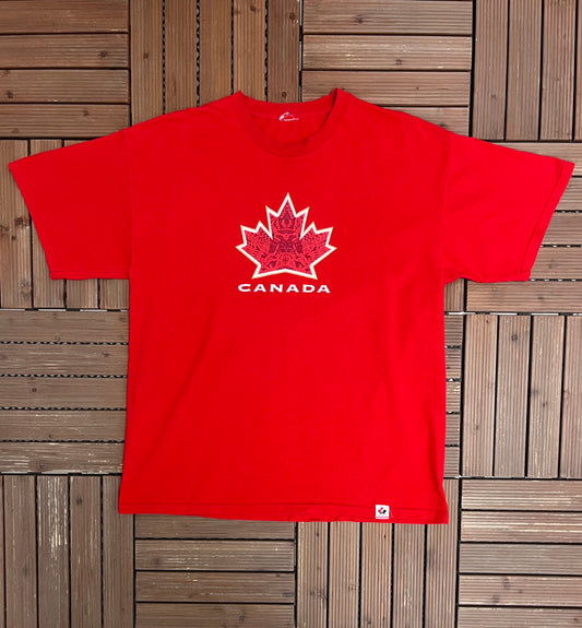 Team Canada Hockey Graphic Tee | Size X-Large | Vintage 2000s Hockey Red T-Shirt |