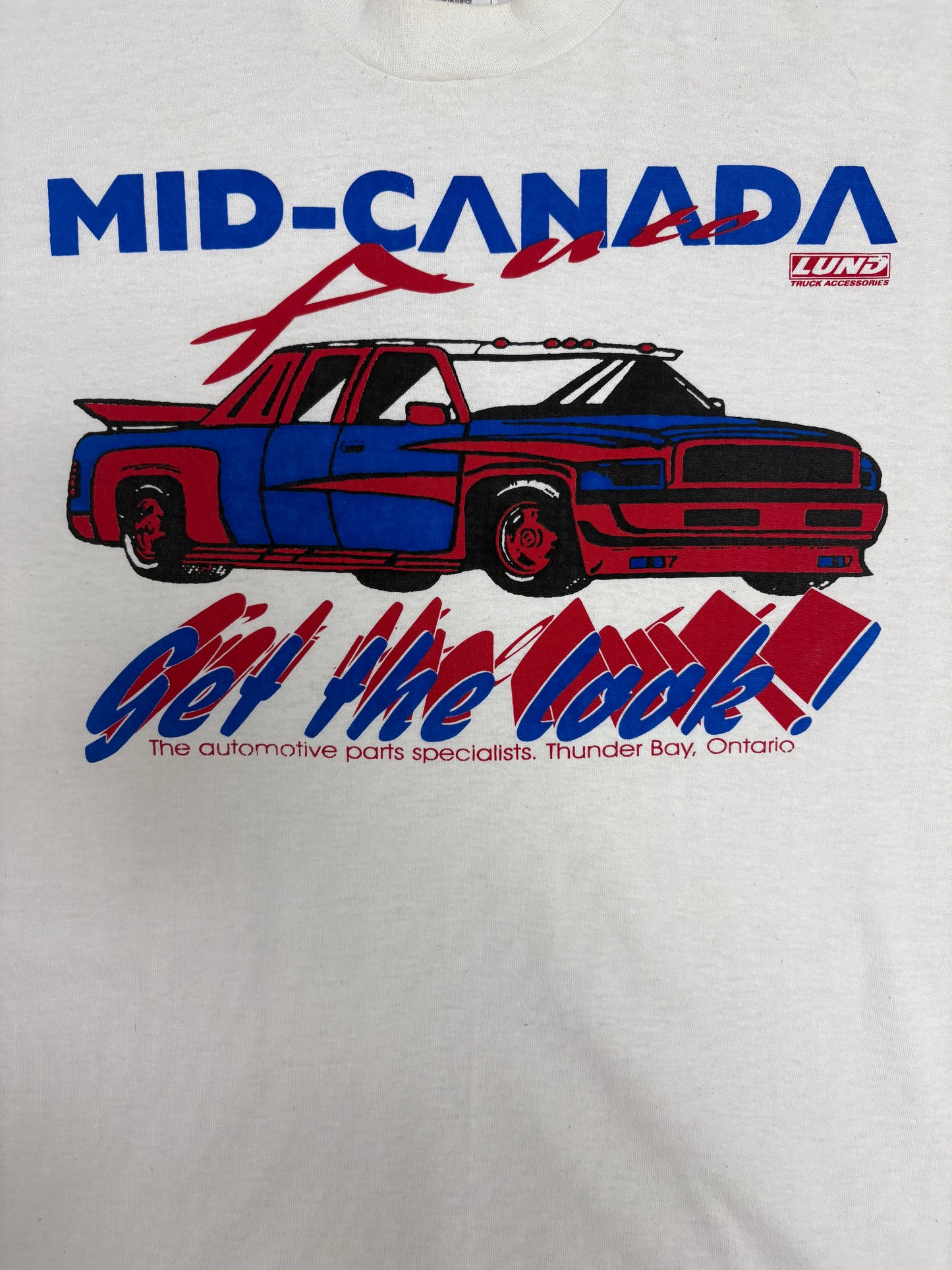 Mid-Canada Auto Graphic Tee | Size X-Large | Vintage 1990s Car Show White T-Shirt |