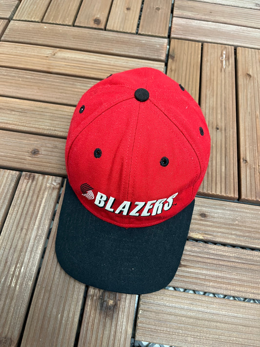 Portland Trail Blazers Embroidered Graphic Hat | Size 7 1/8 | Vintage 1990s NBA Basketball Red Cap |