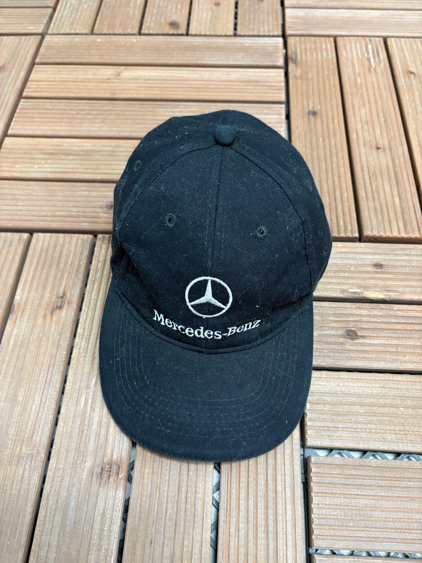 Mercedes-Benz Embroidered Graphic Hat | Metal Clasp | Vintage 2000s Promotional Black Cap |