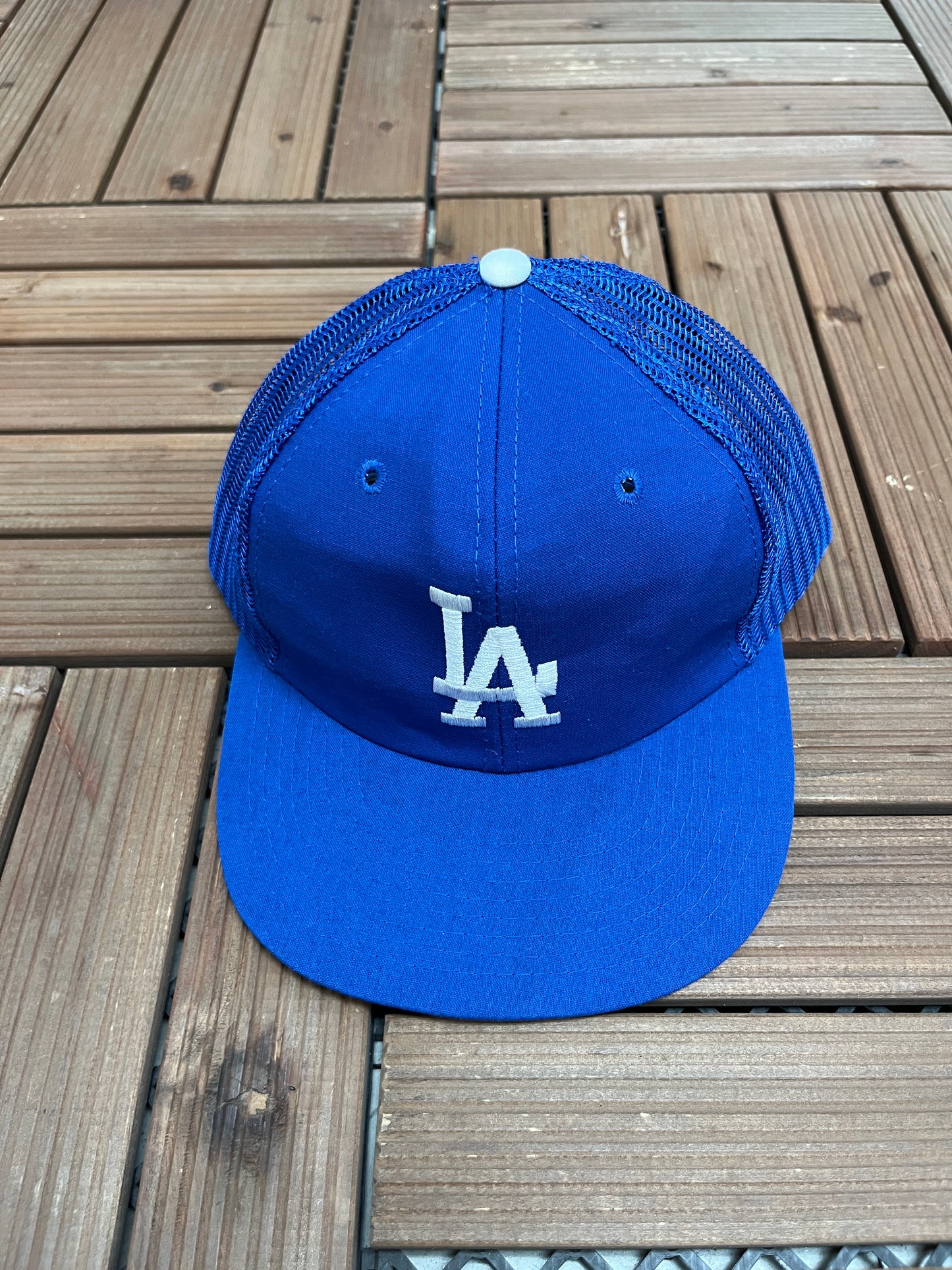 Los Angeles Dodgers Stitched Graphic Hat | Snap Back | Vintage 1990s MLB Baseball Trucker Cap |