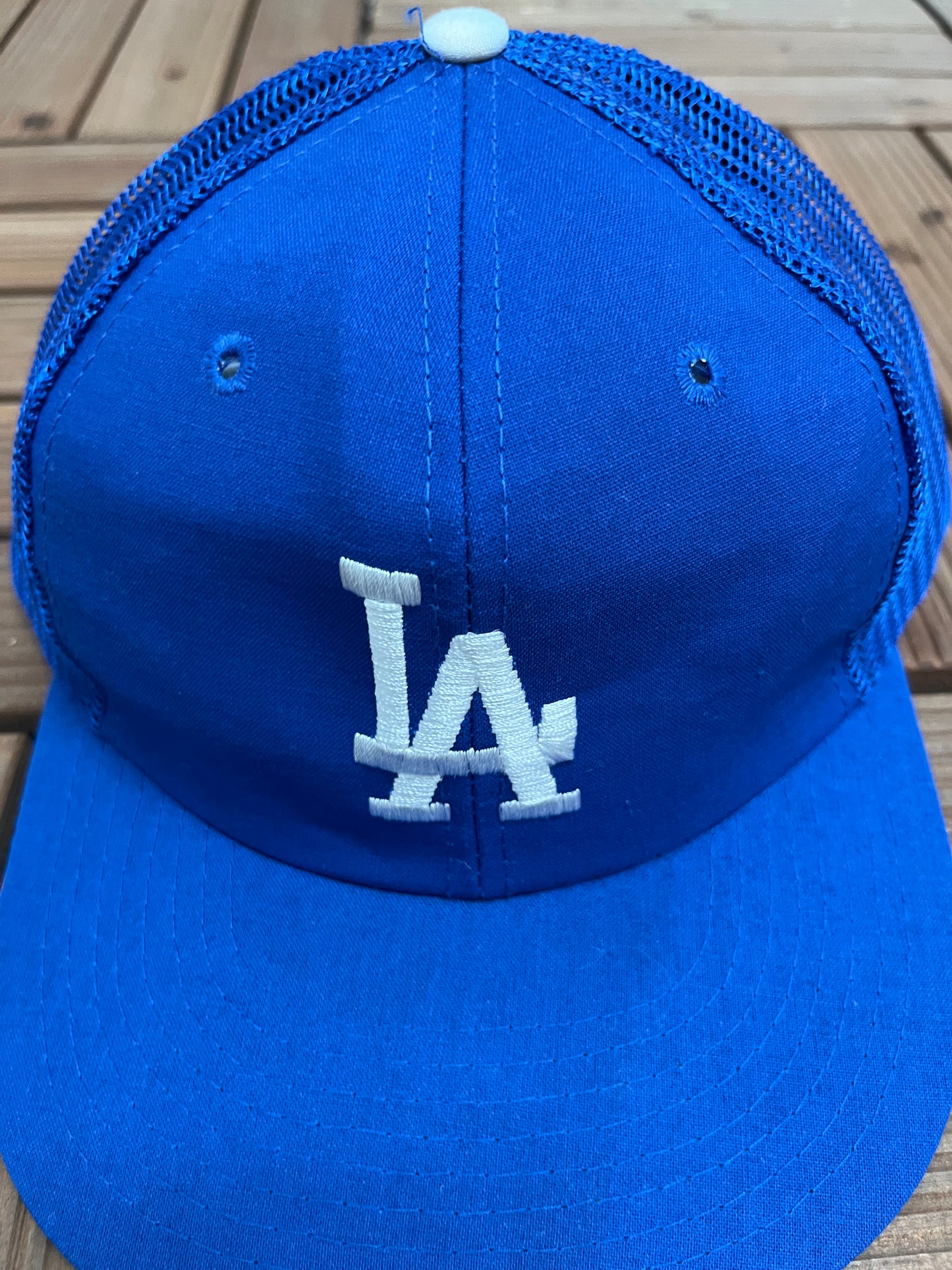 Los Angeles Dodgers Stitched Graphic Hat | Snap Back | Vintage 1990s MLB Baseball Trucker Cap |