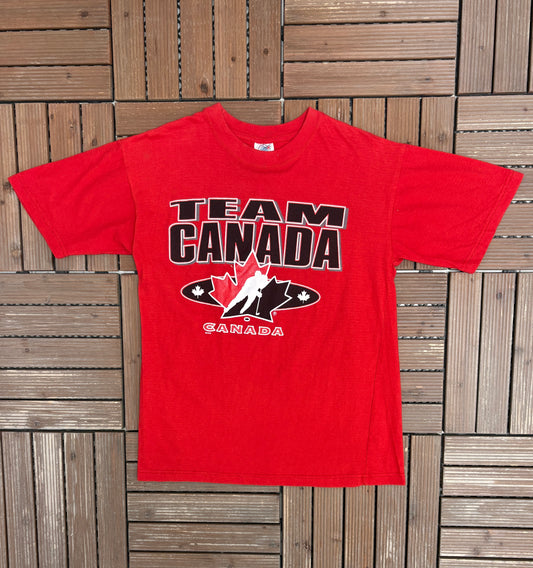 Team Canada Hockey Graphic Tee | Size Small | Vintage 2000s Hockey Red T-Shirt |