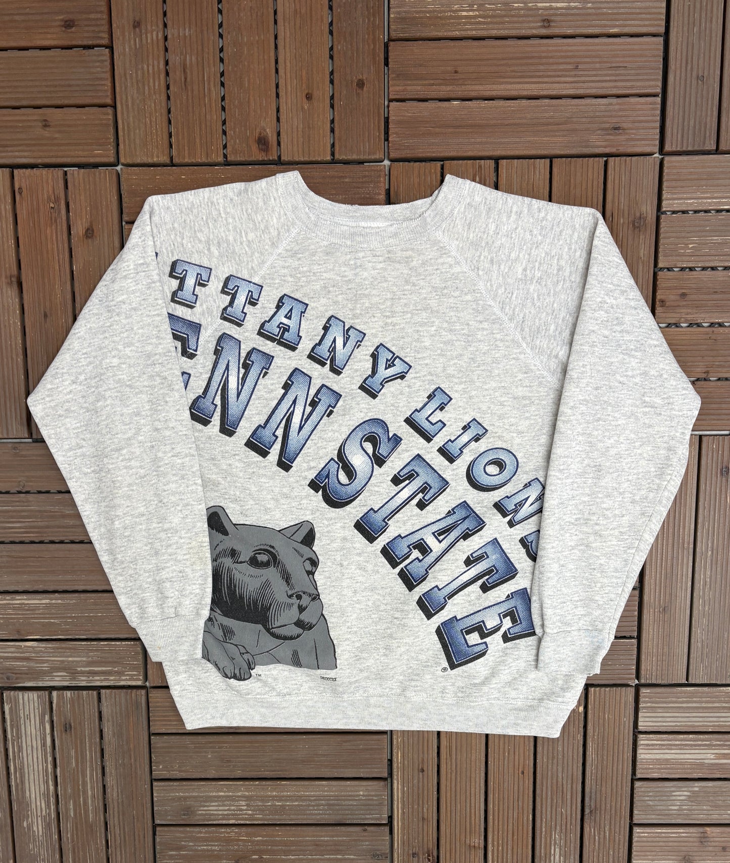 Penn State Nittany Lions Graphic Crewneck | Size Large | Vintage 1990s Grey College Sweater |