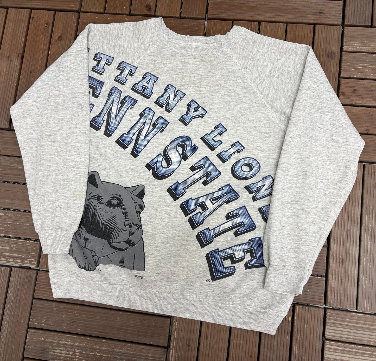 Penn State Nittany Lions Graphic Crewneck | Size Large | Vintage 1990s Grey College Sweater |