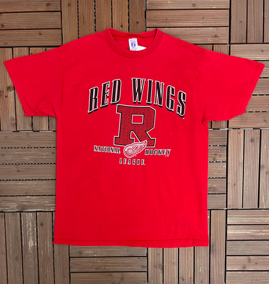 Detroit Red Wings Graphic Tee | Size X-Large | Vintage 1990s NHL Hockey Red T-Shirt |