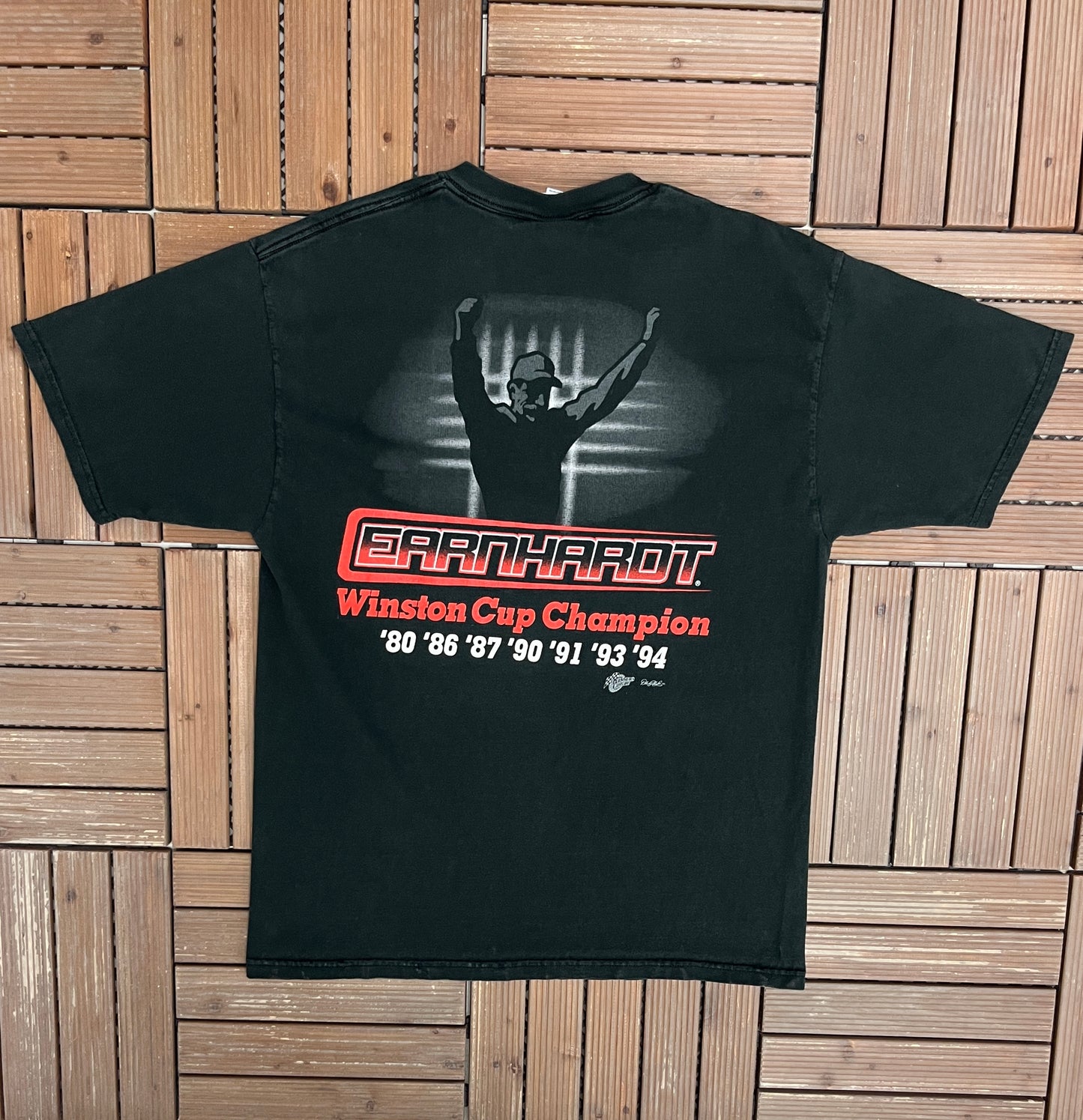 Dale Earnhardt Winston Cup Champion Graphic Tee | Size X-Large | Vintage 1990s NASCAR Racing Black T-Shirt |