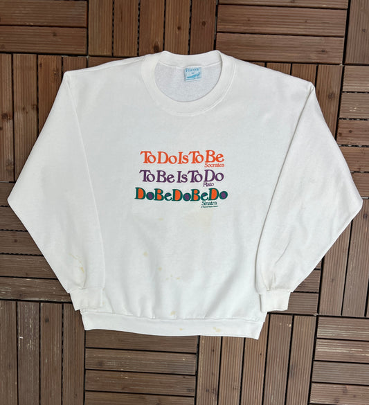 Frank Sinatra Do-Be-Do-Be-Do Graphic Crewneck | Size X-Large | Vintage 1990s Promotional White Sweater |