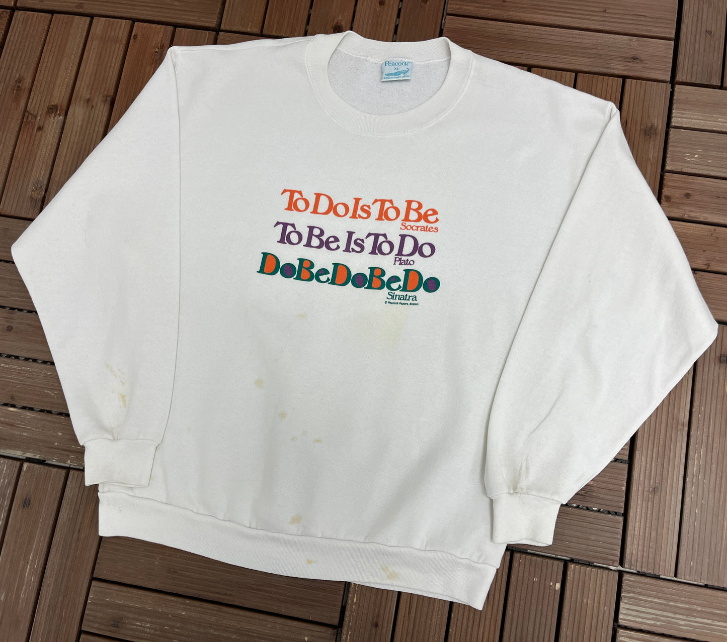 Frank Sinatra Do-Be-Do-Be-Do Graphic Crewneck | Size X-Large | Vintage 1990s Promotional White Sweater |