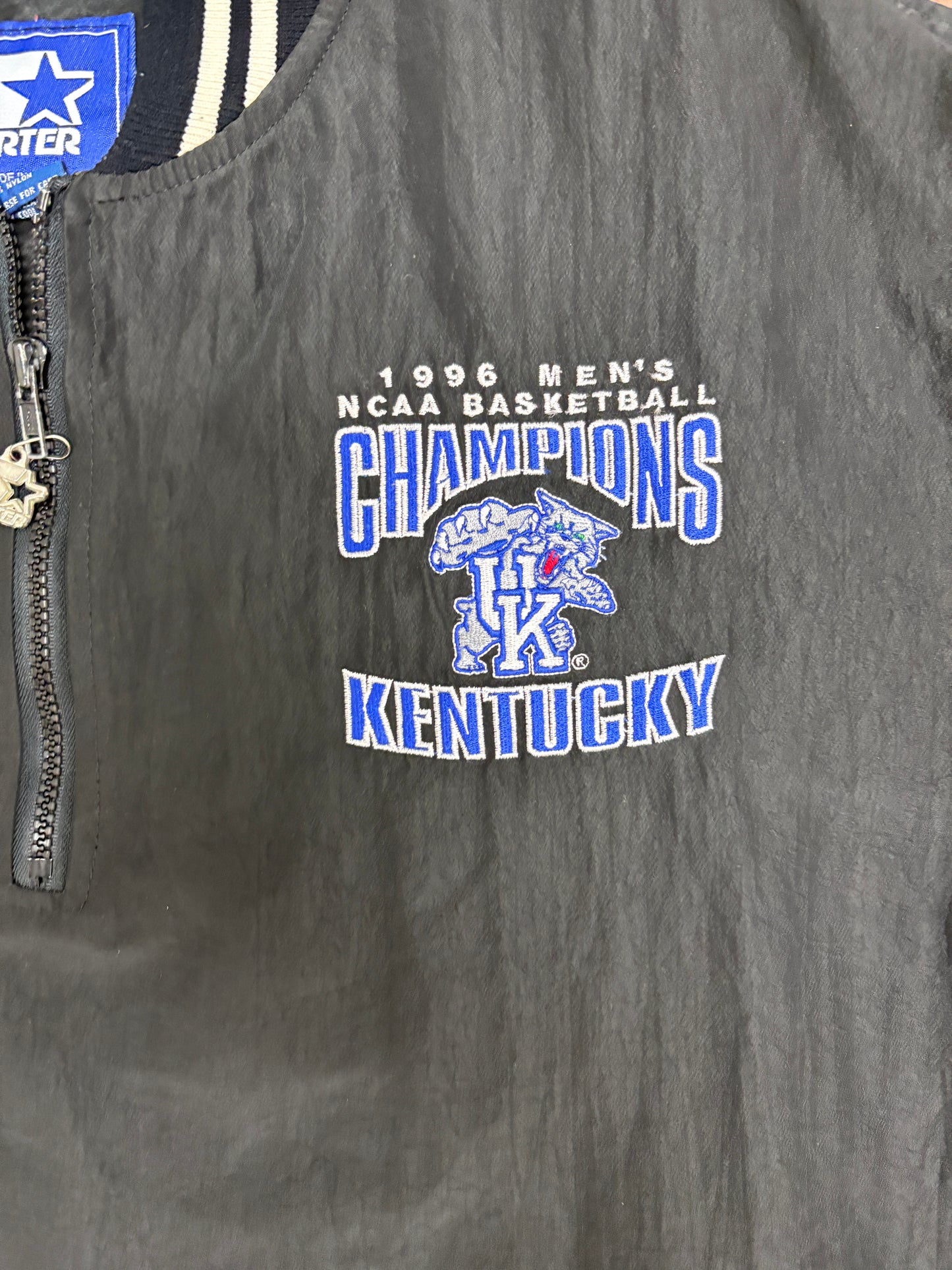 Kentucky Wildcats 1996 Champions Graphic Windbreaker | Size XX-Large | Vintage 1990s College Starter Black Jacket |