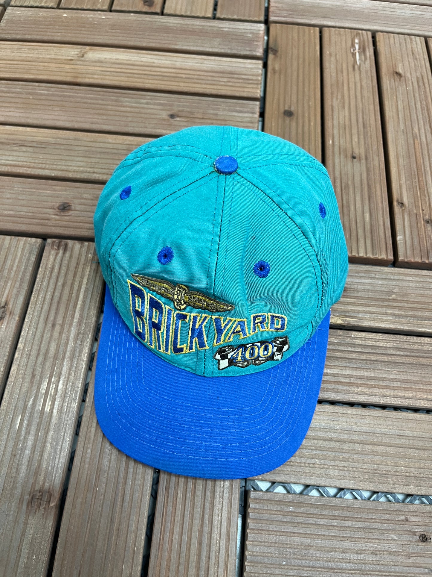 Brickyard 400 Racing Graphic Hat | Snap Back | Vintage 1990s NASCAR Racing Blue Cap |