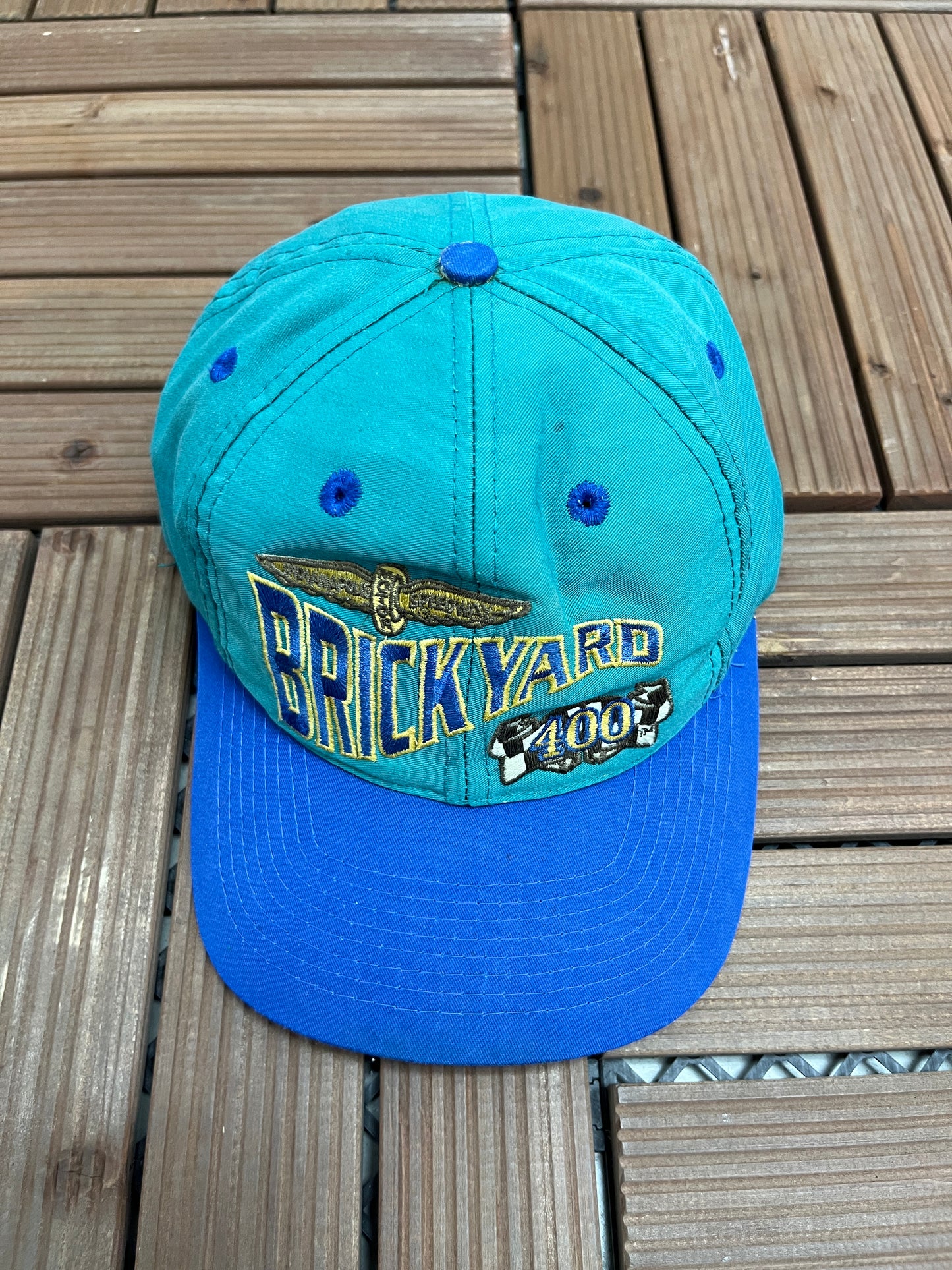 Brickyard 400 Racing Graphic Hat | Snap Back | Vintage 1990s NASCAR Racing Blue Cap |