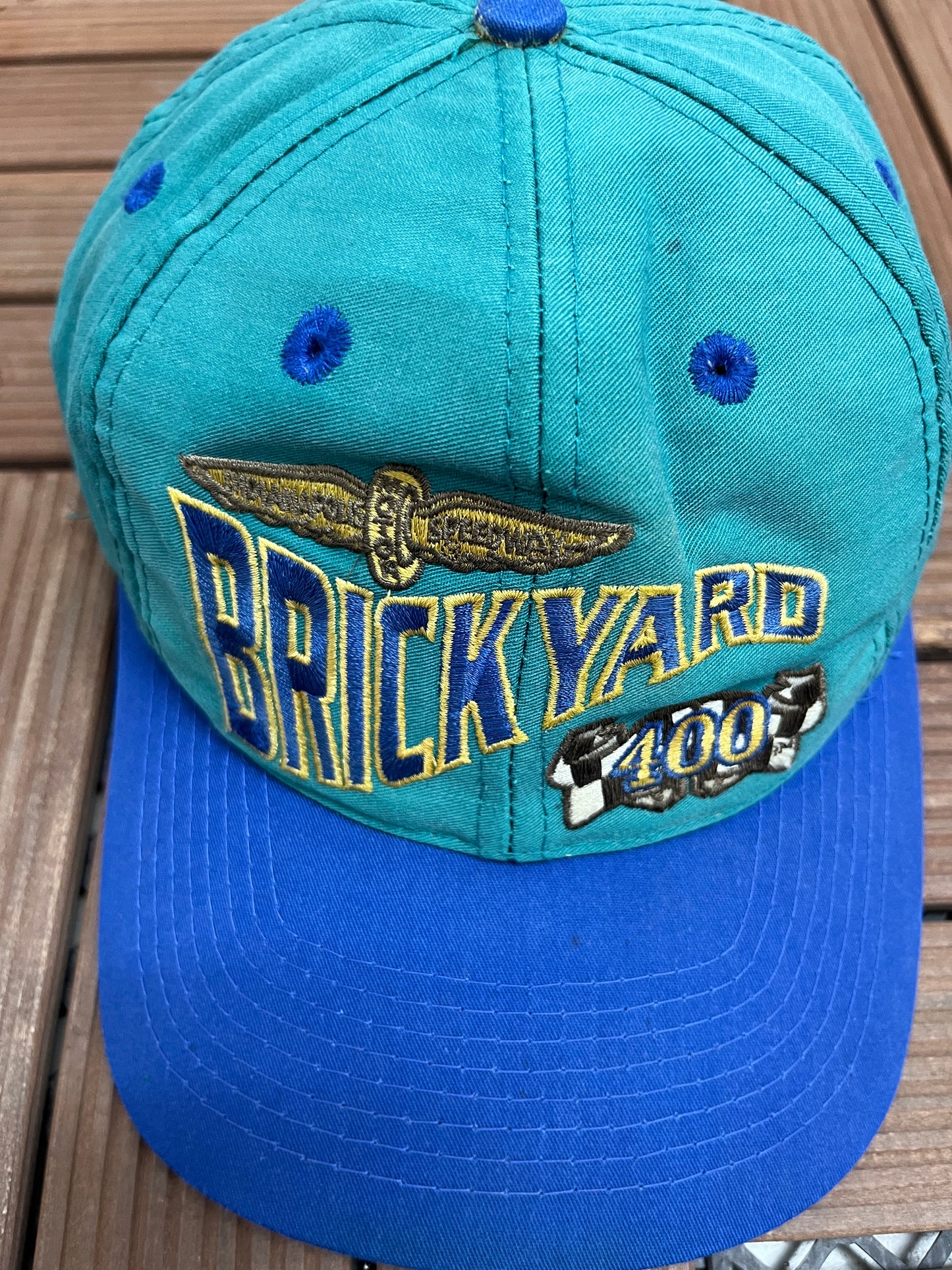 Brickyard 400 Racing Graphic Hat | Snap Back | Vintage 1990s NASCAR Racing Blue Cap |