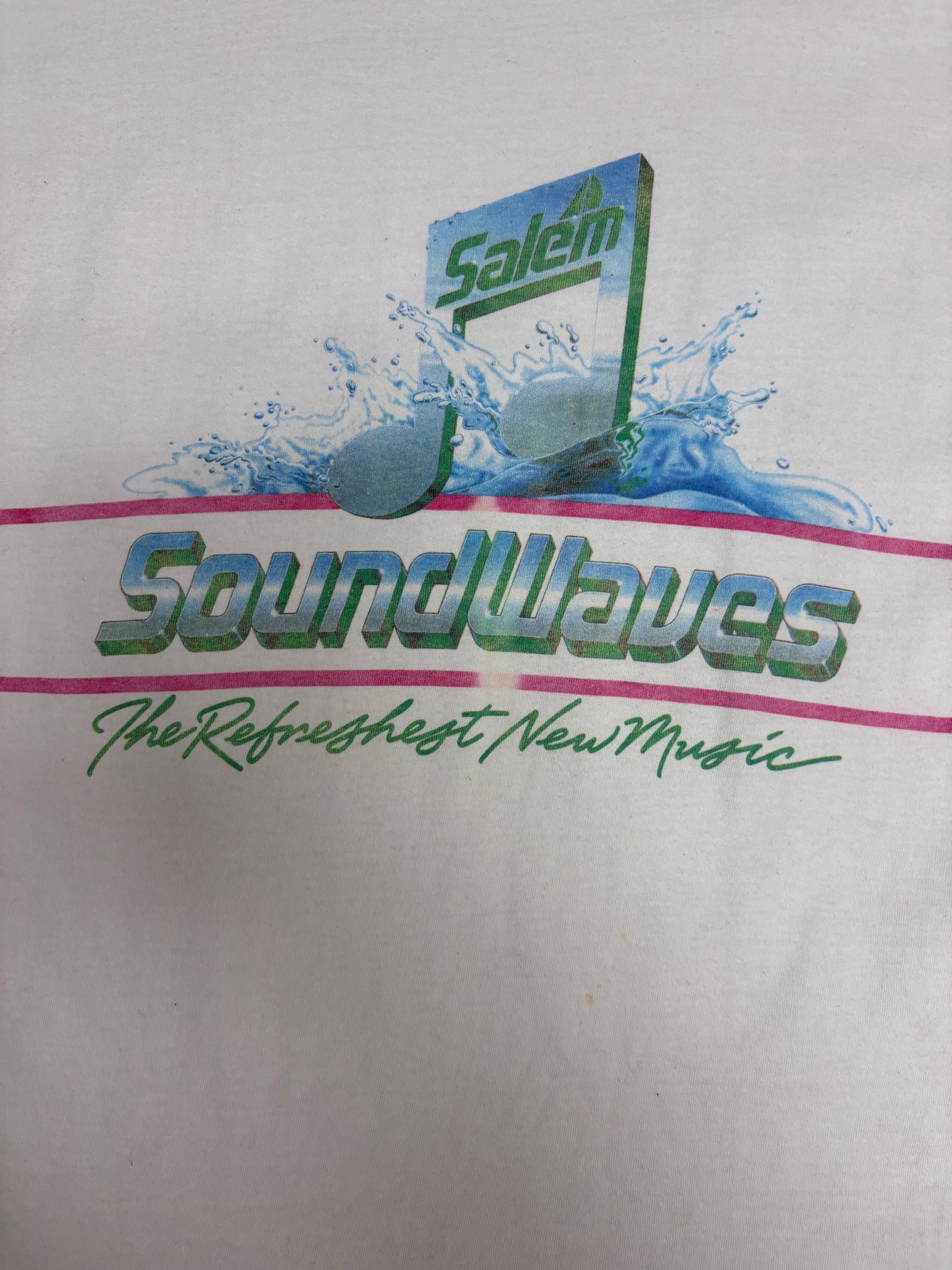 Salem Soundwaves Cigarettes Graphic Tee | Size X-Large | Vintage 1990s Promotional White T-Shirt |