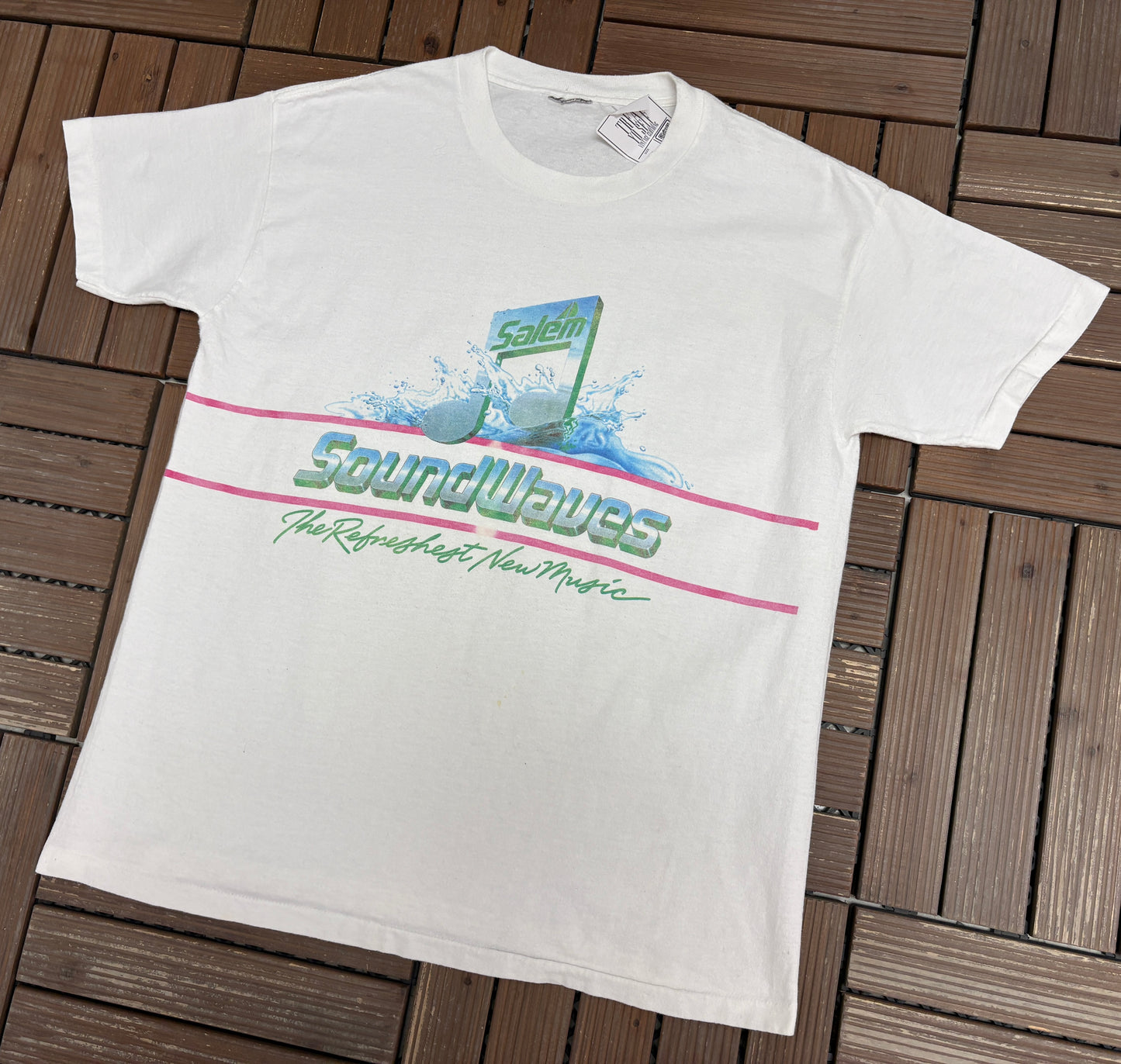 Salem Soundwaves Cigarettes Graphic Tee | Size X-Large | Vintage 1990s Promotional White T-Shirt |