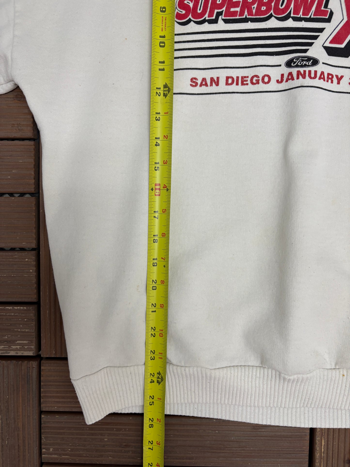Super Bowl XXII Graphic Crewneck | Size X-Large | Vintage 1980s NFL Football White Sweater |