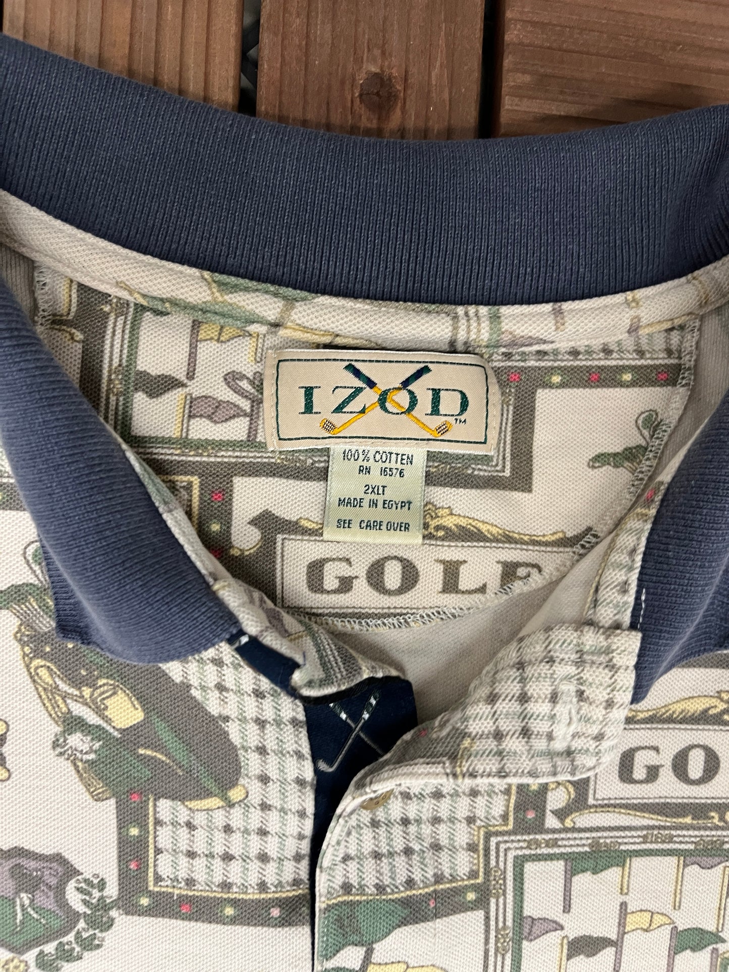 Izod Golf All Over Graphic Shirt | Size XX-Large | Vintage 2000s Promotional Collared T-Shirt |