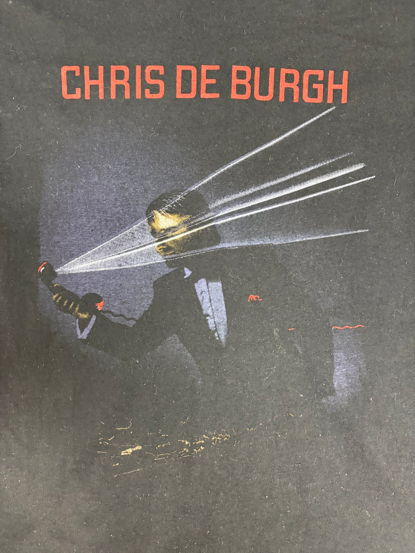 Chris De Burgh Man On The Line Tour 1984 Graphic Tee | Size Large | Vintage 1990s Rock Black T-Shirt |