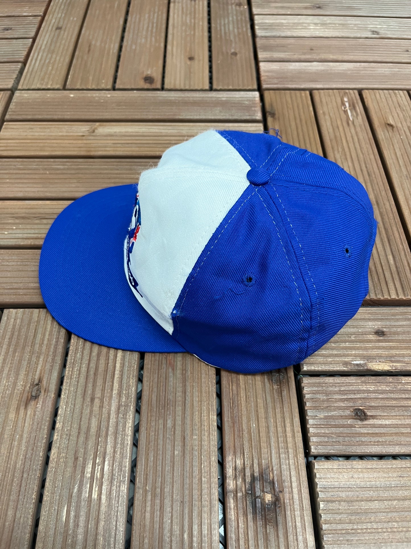 Toronto Blue Jays 10th Anniversary Graphic Hat | Snap Back | Vintage 1980s MLB Baseball White Cap |