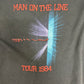 Chris De Burgh Man On The Line Tour 1984 Graphic Tee | Size Large | Vintage 1990s Rock Black T-Shirt |