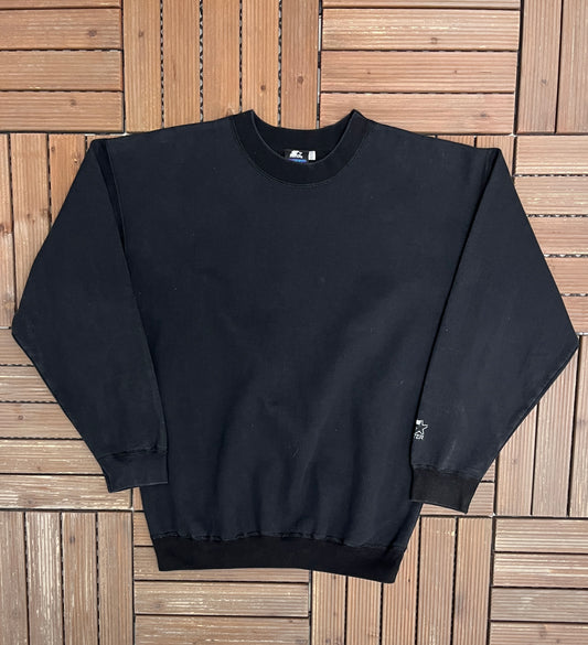 Starter One Pound Fleece Black Crewneck | Size Medium | Vintage 1990s Black Blank Sweater |