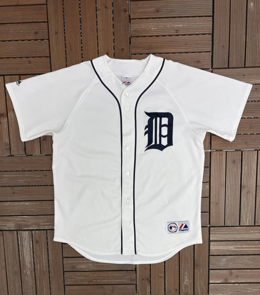 Detroit Tigers Stitched Graphic Jersey | Size Large | Vintage 2000s MLB Baseball White Jersey |