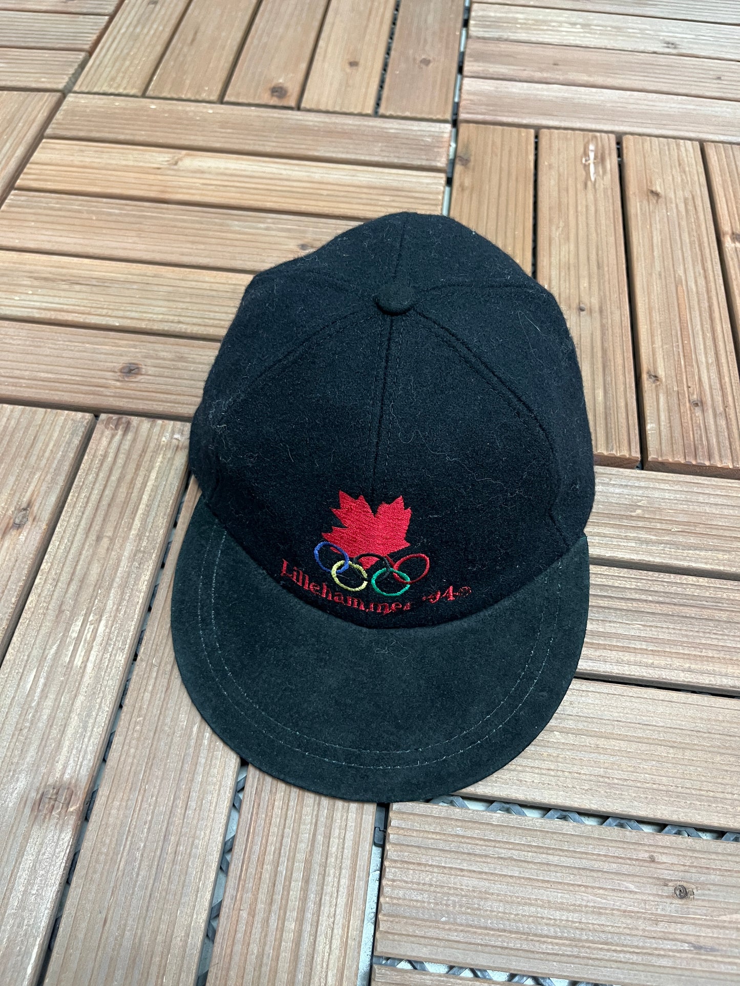 Team Canada Lillehammer '94 Olympics Embroidered Hat | Metal Clasp | Vintage 1990s Black Cap |