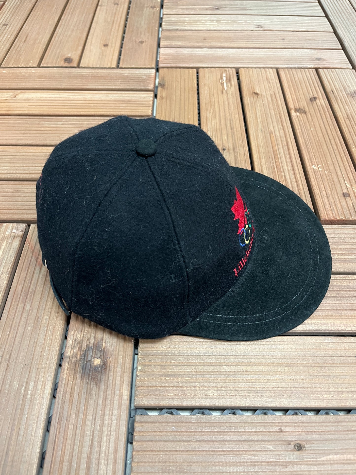 Team Canada Lillehammer '94 Olympics Embroidered Hat | Metal Clasp | Vintage 1990s Black Cap |