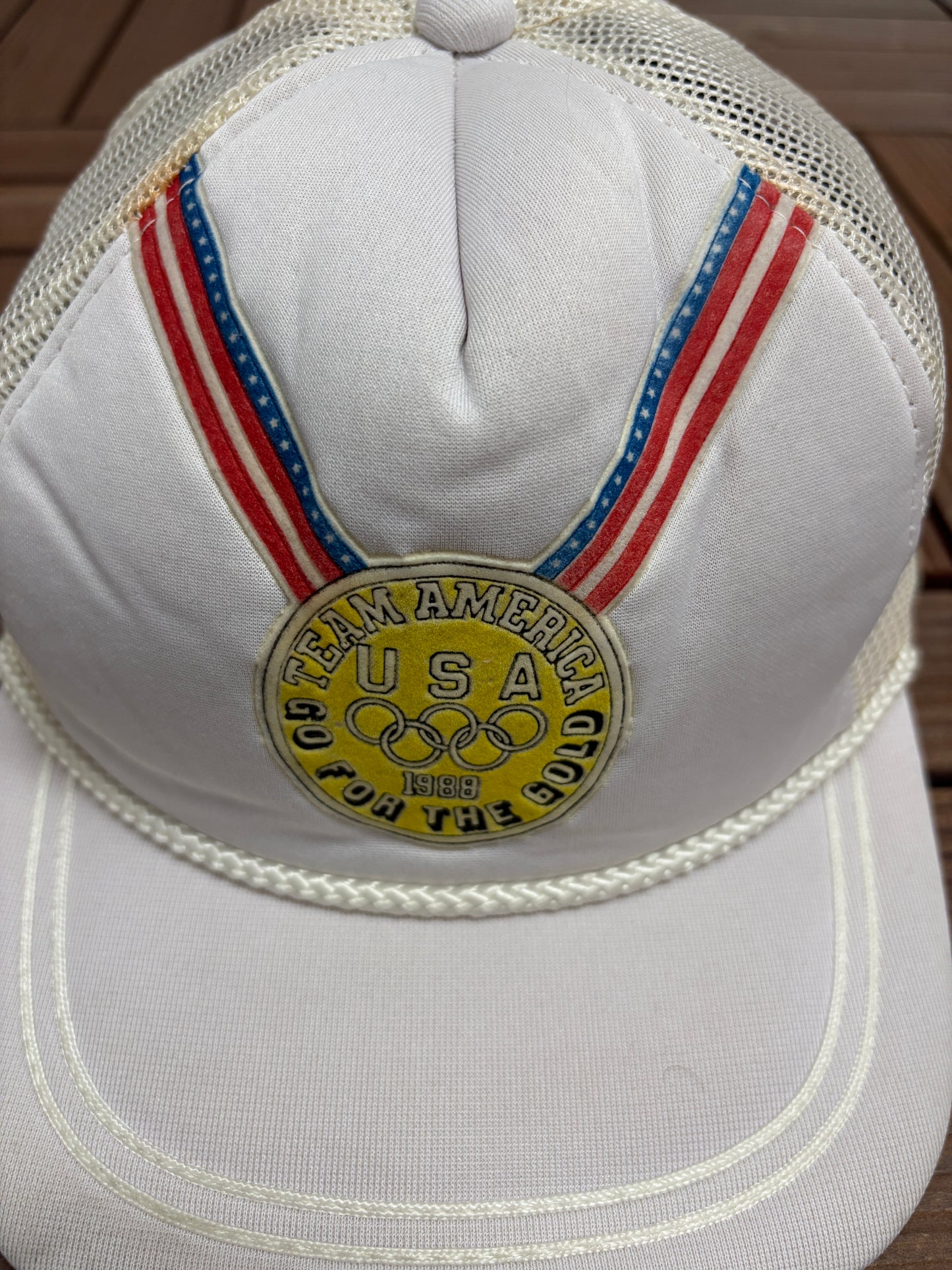 Team America Olympics 1988 Graphic Hat | Snap Back | Vintage 1980s Olympics Trucker White Cap |