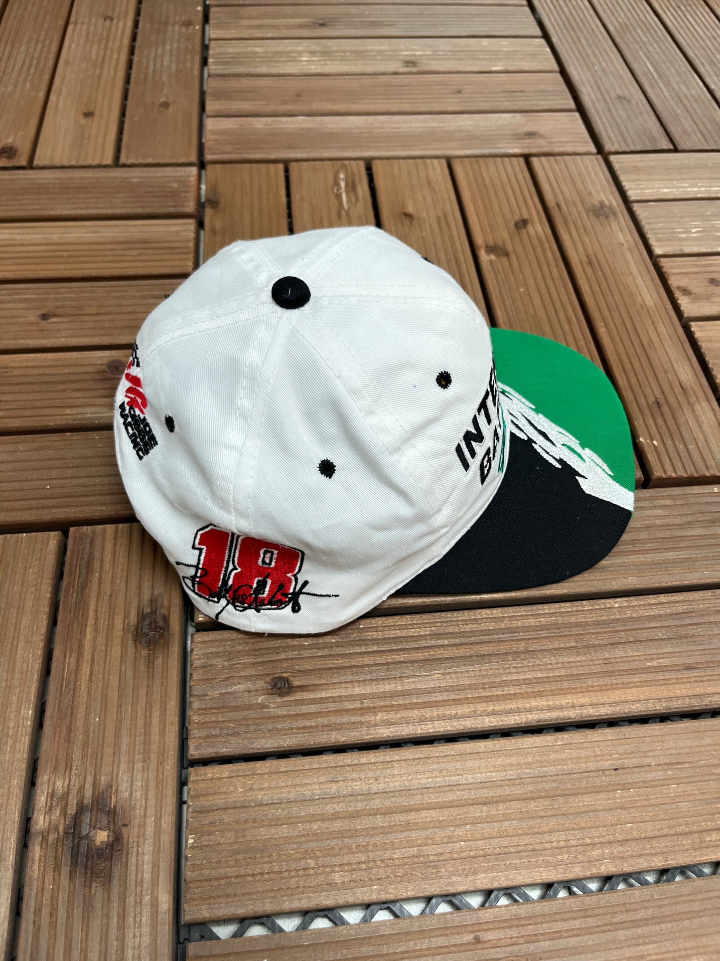 Interstate Batteries Racing Graphic Hat | Snap Back | Vintage 1990s NASCAR Racing White Cap |