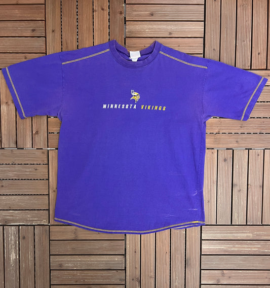 Minnesota Vikings Embroidered Graphic Tee | Size X-Large | Vintage 2000s NFL Football  Purple T-Shirt |