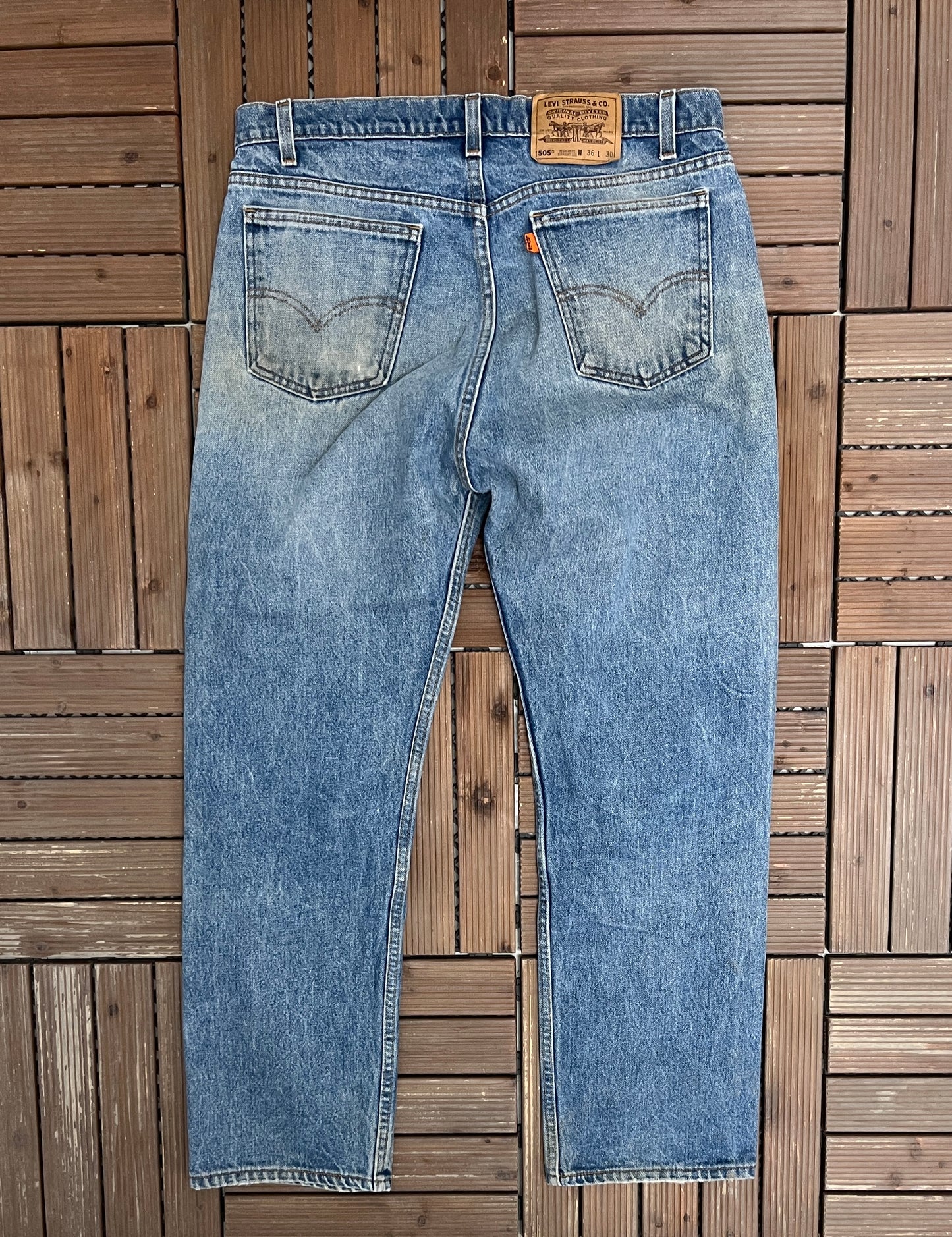 Levi Strauss & Co 505 Regular Fit Denim Jeans | Size 36 x 30 | Vintage 1990s Levi's Blue Jeans |