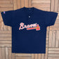 Atlanta Braves Graphic Tee | Size X-Large | Vintage 1990s MLB Baseball Blue T-Shirt |