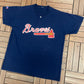 Atlanta Braves Graphic Tee | Size X-Large | Vintage 1990s MLB Baseball Blue T-Shirt |