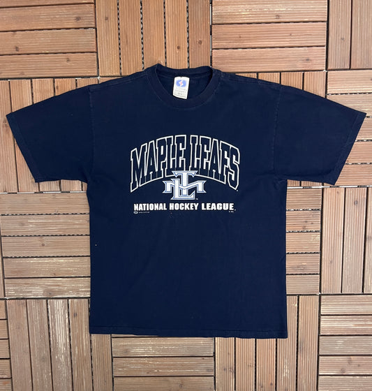 Toronto Maple Leafs Graphic Tee | Size Large | Vintage 2000s NHL Hockey Blue T-Shirt |