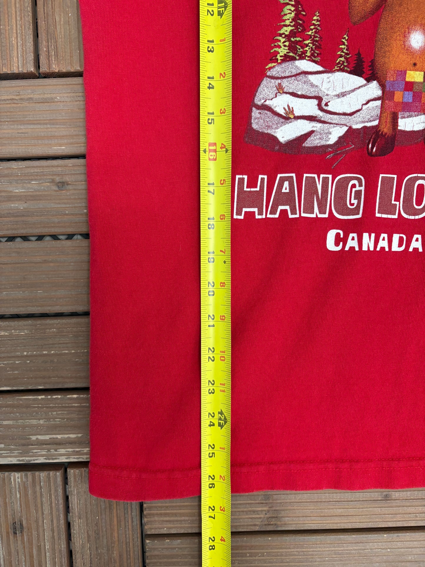 Hang Loose Canada Graphic Tee | Size Medium | Vintage 1990s Funny Tourist Red T-Shirt |